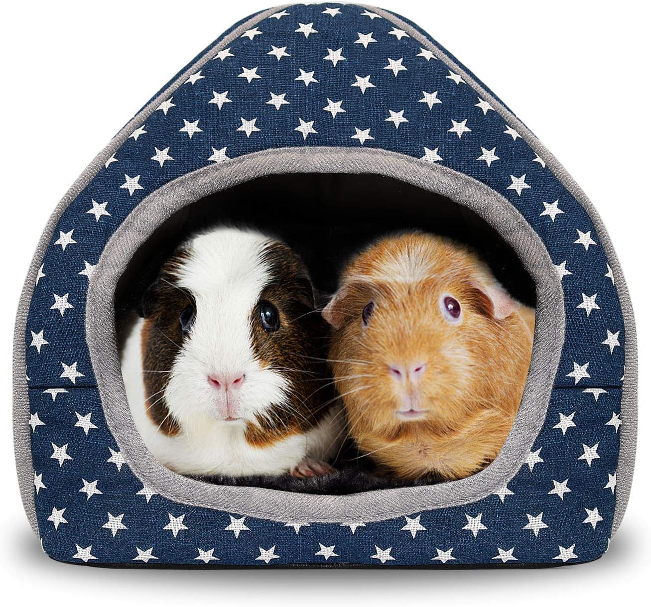 BWOGUE Guinea Pig Bed Hideout, Washable Hamster Cave for Small Animals | Removable Cushion for Cleaning, Warm Fleece Nest, Washable Bed, 10.23 x 10.23 x 11 in, Dwarf Rabbits Hedgehogs