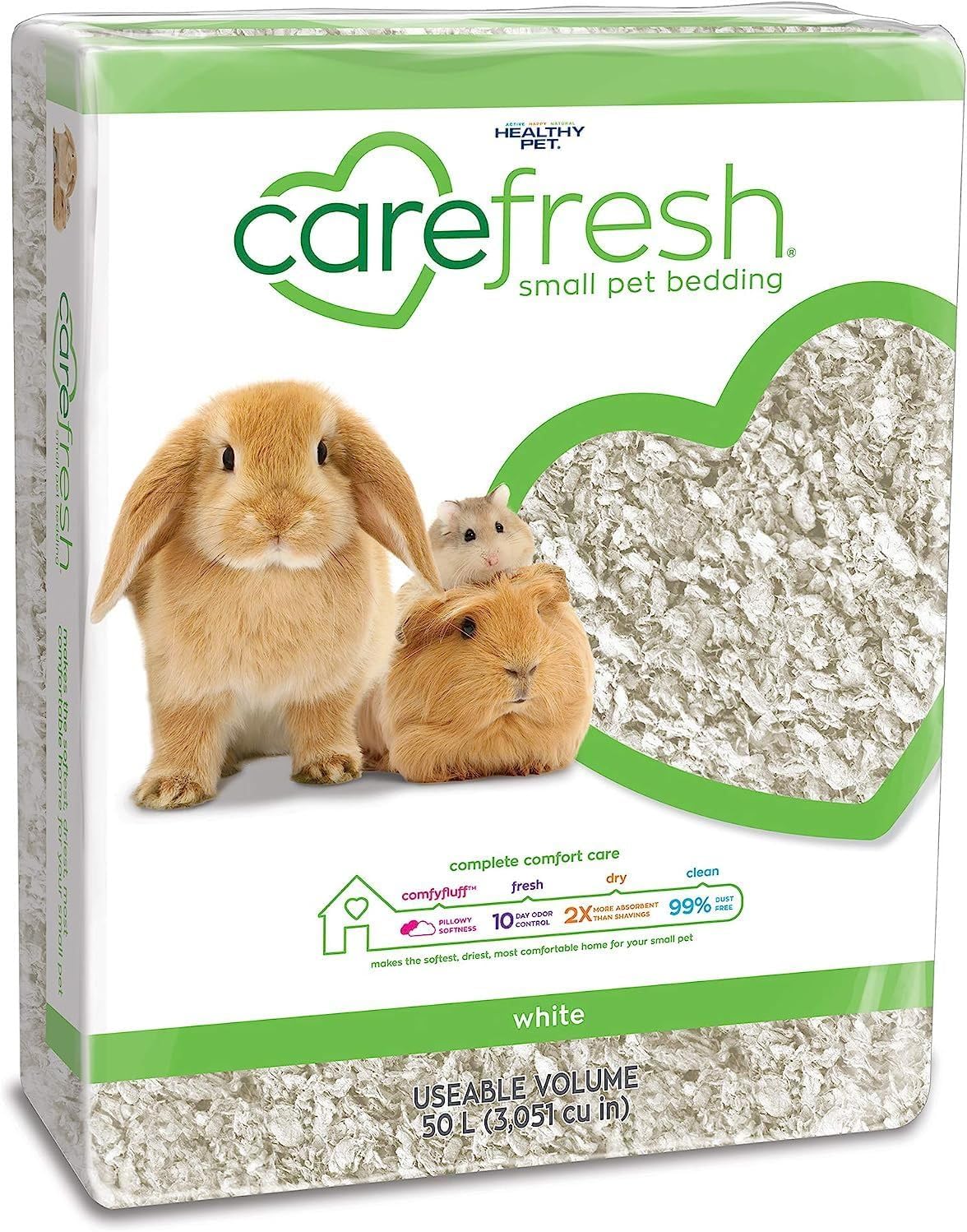 Carefresh White Natural Paper Small Pet Bedding, Odor Control 50L | 2X more absorbent, 99% dust free, odor control, Biodegradable and compostable, For hamsters, rabbits and guinea pigs Carefresh White Natural Paper Small Pet Bedding, Odor Control 50L | 2X more absorbent, 99% dust free, odor control, Biodegradable and compostable, For hamsters, rabbits and guinea pigs - Image 1