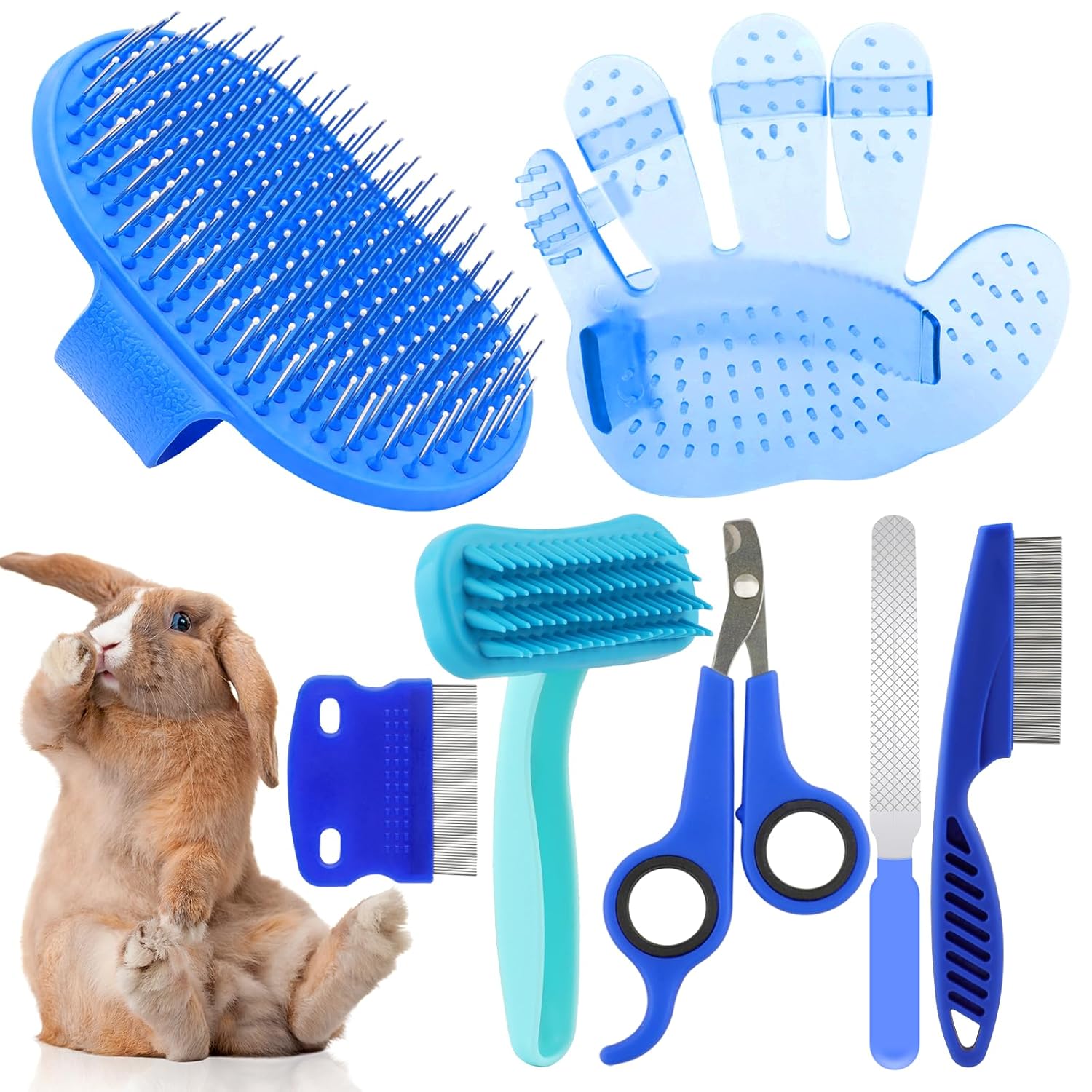 Rabbit Grooming Kit, Rabbit Brush for Shedding with Bunny Nail Clipper, Rabbit Nail Trimmers with Pet Combs for Hamster Guinea Pig Ferret by KALAMANDA Rabbit Grooming Kit, Rabbit Brush for Shedding with Bunny Nail Clipper, Rabbit Nail Trimmers with Pet Combs for Hamster Guinea Pig Ferret by KALAMANDA - Image 1